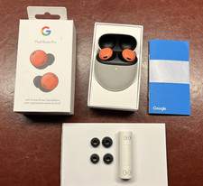 Google Pixel Buds Pro Coral lightly used with charging case  3 pairs of earbuds