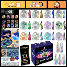 Iridescent Chameleon Flakes for Resin - 12 Color Shift Mica Pigment for Tumblers