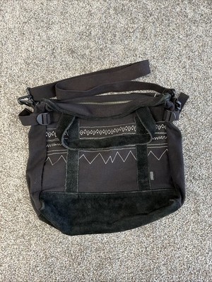 Y2K Stussy Black Canvas Suede Patterned Shoulder Bag