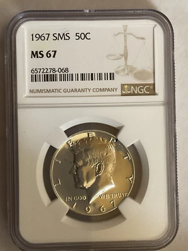 1967 SMS Kennedy Silver Half Dollar NGC MS 67 