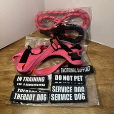 Service Dog Vest With Patches And Lead, Pink Size Small