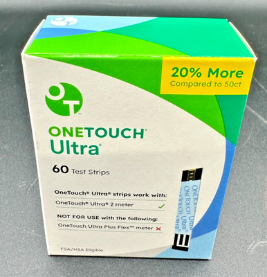 *New* One Touch Ultra  Blood Glucose Test Strips - 60 Count EXP 2027 -Qty 1
