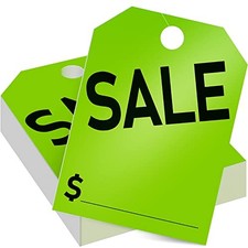 100 Pack Sale Tags Car Sale Sign Dealer Mirror Hang Tags 8.5 x 11.8 Green