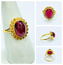 21ct Gold Ring in Solid 21k Yellow Gold - Ruby (Yaqoot) - Size - Q 1/2