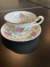 VINTAGE ROYAL CHELSEA TEA CUP & SAUCER - ENGLISH BONE CHINA - FLORAL DECOR