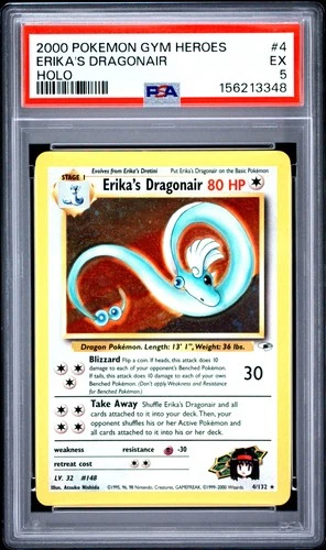 2000 POKEMON GYM HEROES HOLO #4 ERIKA'S DRAGONAIR PSA 5