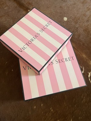 Victoria's Secret Store Display Signature Pink Stripe Gift Box, Set of 2