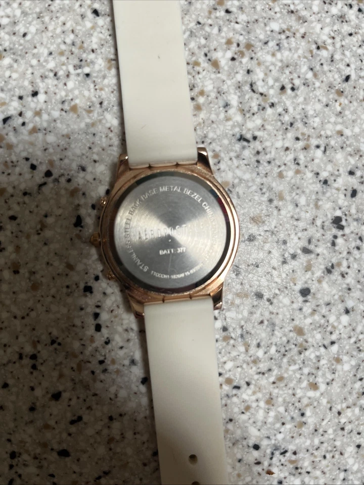 Reloj cronógrafo con correa de silicona blanca oro rosa Foto 3 de 3