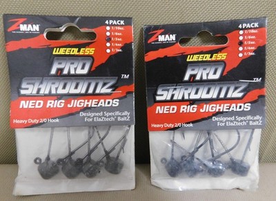 2 Packs Z-MAN FPHW 15 PK 4 Pro Shroomz  JigHead Weedless Hooks 1/5 Green & Black