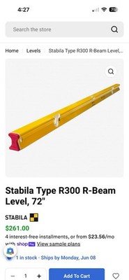 STABILA Type R 300 72 inch Level