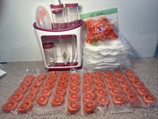 Infantino Squeeze Station W/ 70 Fresh Baby NEW Feeding Puree Pouches & 77 Lids