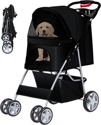 Pet Stroller, 4 Wheels Pet Strolling Cart for Medium/Small Dogs and Cats, Foldab