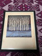 Fumio Fujita White Forest Woodblock 1973 Signed Ed 19200 Framed Japanese Art
