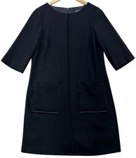 Tahari Arthur S. Levine Womens Tipped Shift Dress Half Sleeve Size 6 Black