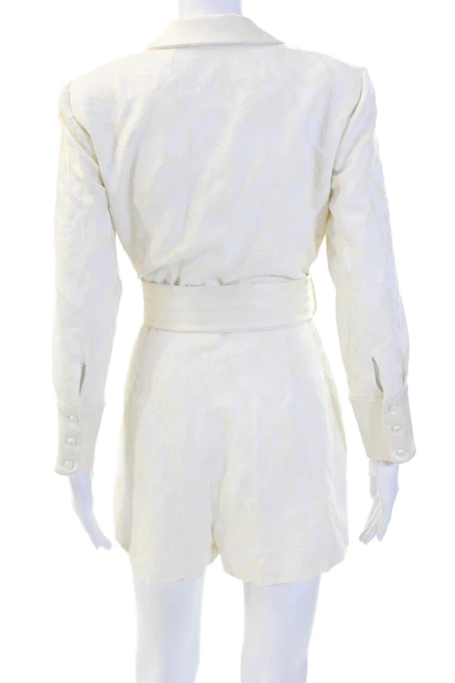 Mono Alexis para mujer cuello en V manga larga blanco liso 100 % poliéster talla L Foto 3 de 4