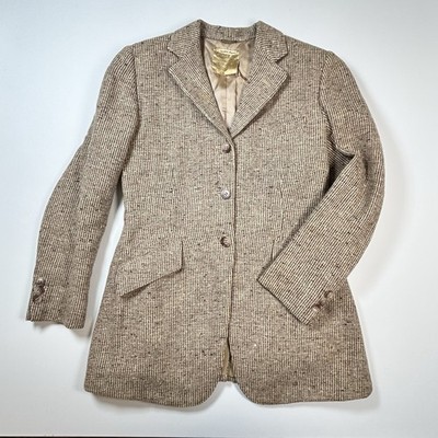 True Vintage 50s Tweed Jacket Blazer Womens XS Brown Cream Sandra Sirianni