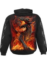 Black Gothic Dragon Fire Hoodie Fantasy Pullover Sweatshirt Adults Kids