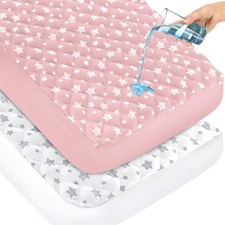Crib Mattress Protector Waterproof 2 Pack, Quilted Crib Mattress Pad Cover 52...