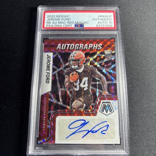 Jerome Ford 2022 Panini Mosaic Rookie Auto Red Mosaic PSA/DNA Auto 10