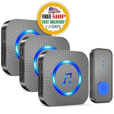 Timbre Inalámbrico, Kits De Timbre Impermeable, 3 Receptores Enchufables Y 1 R.