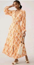 Anthropologie Maeve Printed Wrap Shirt Dress 4P Boho Cottage Button Whimsy Core