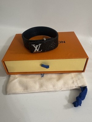 Louis Vuitton ブラックレザーブレスレット　19 箱付き Louis Vuitton Men's Black Bracelet Size 19-21 New With Full