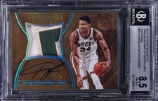 2017 Panini Opulence Giannis Antetokounmpo Precious Swatch Signatures Platinu...