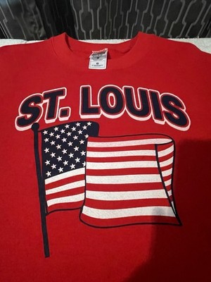 Vintage St. Louis USA Flag Sweatshirt Red Fruit of the Loom BEST Tag 90s Patriot