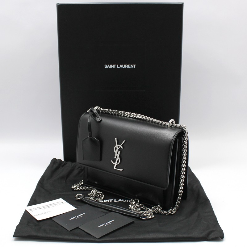 Borsa a tracolla Saint Laurent nera monogramma Sunset Medium Chain 442906