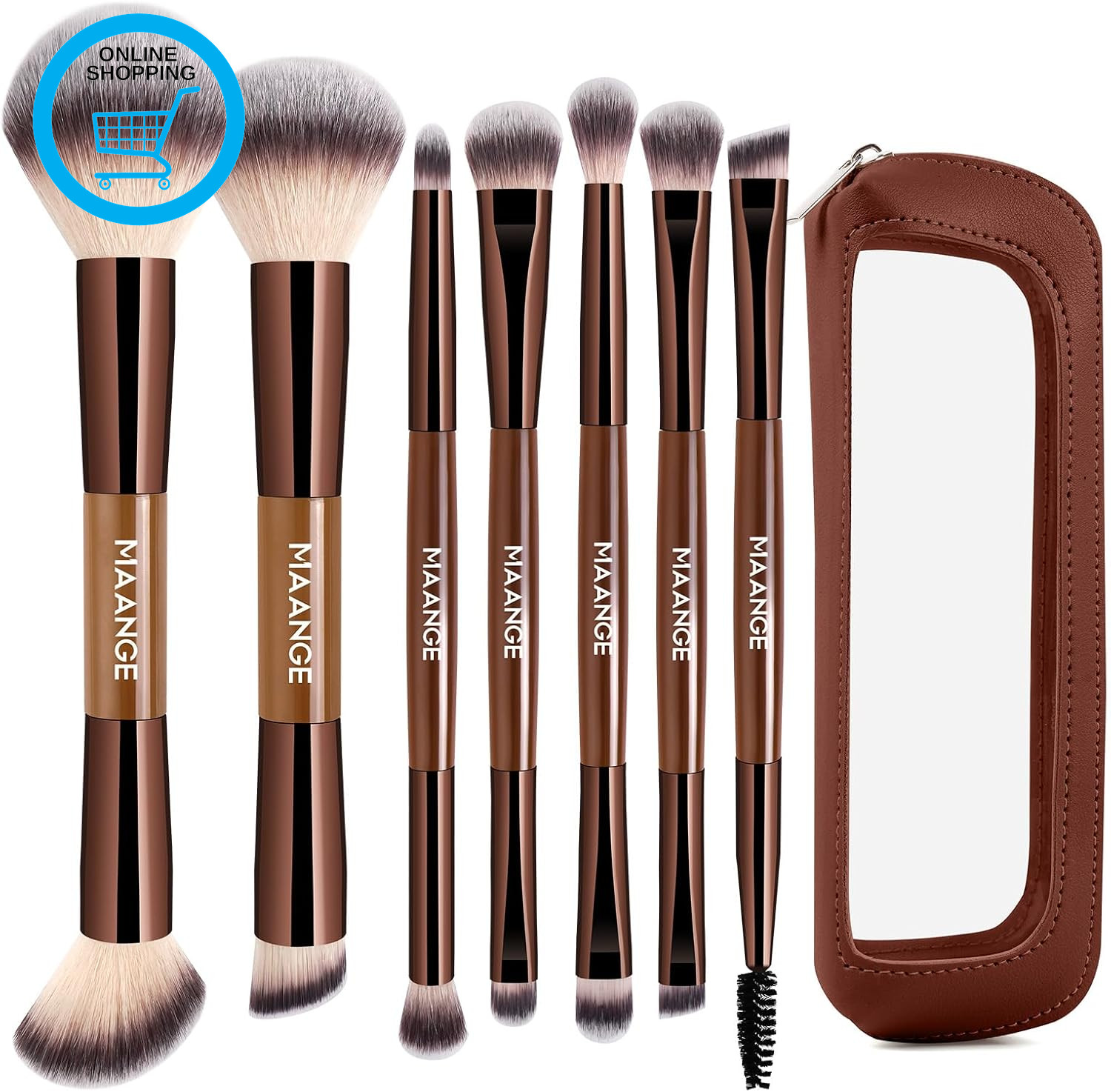 7 PCS Makeup Brush Set, Double-Ended Make up Brushes Kabuki Contour Brush for Li