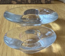 Portacandele tea light in vetro trasparente pesante firmato 