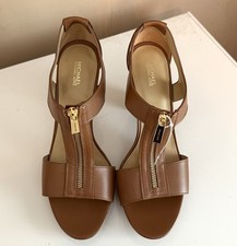 MICHAEL KORS WOMEN'S SIZE 11M BERKLEY LEATHER PLATFORM SANDALS LUGGAGE BROWN