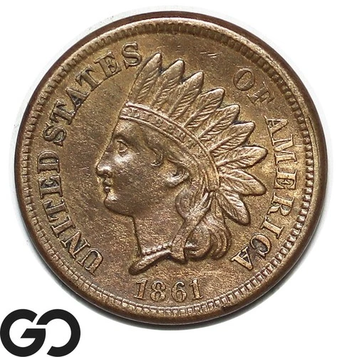 1861 Indian Head Cent Penny Choice AU++ Tougher Date