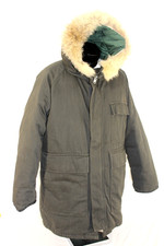 Vintage SPORTCASTER Goose Down Insulated Winter Hooded Parka, Mens Sz-Med. Green