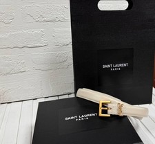Yves Saint Laurent belt,Women White ,leather Gold Plated, size 85-90