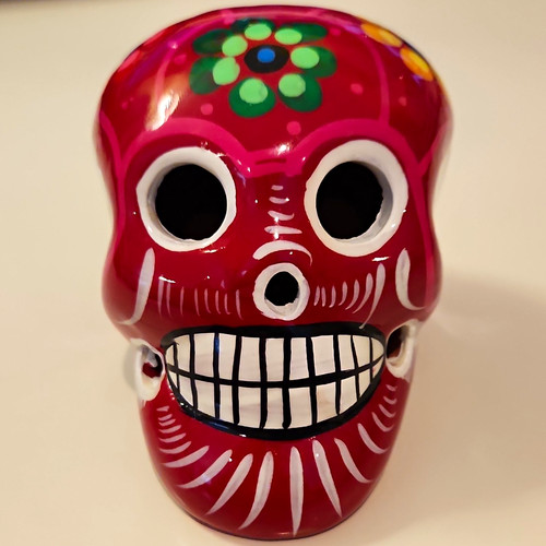 Mexican Day of the Dead Red Sugar Skull Decorative Figurine