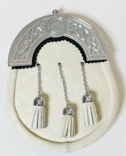 White Cowhide Cow Hide Skin 3 Tassels Leather Kilt Sporran  Belt