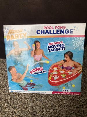 BANZAI Pool Pong Water Game Inflatable Table Ring Floating Summer Party Float