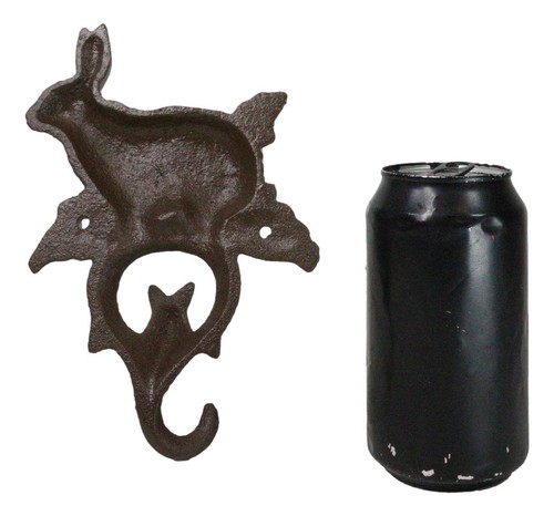 Pack of 2 Rustic Cast Iron Cottage Bunny Brer Rabbit Hare Wall Decor Key Hooks - Picture 6 of 9