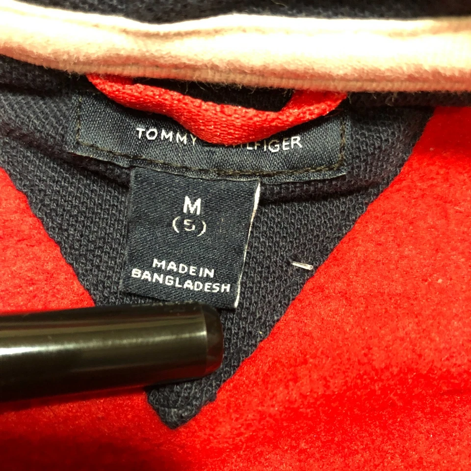 Moletom com capuz Tommy Hilfiger crianças meninos jovens M 5 vermelho mistura de algodão zíper completo - Imagem 2 de 4