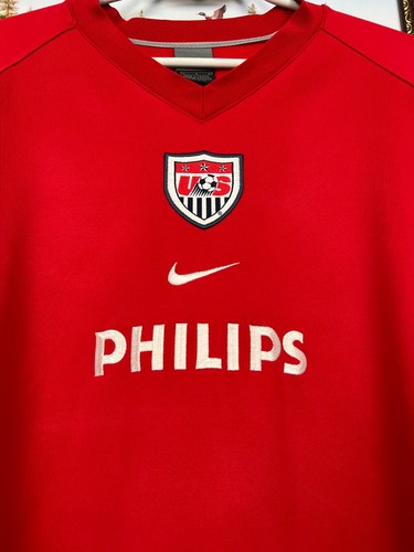 Vintage Nike USA Football Train Sweatshirt Soccer Red Track Top Crewneck Size L - Picture 5 of 16