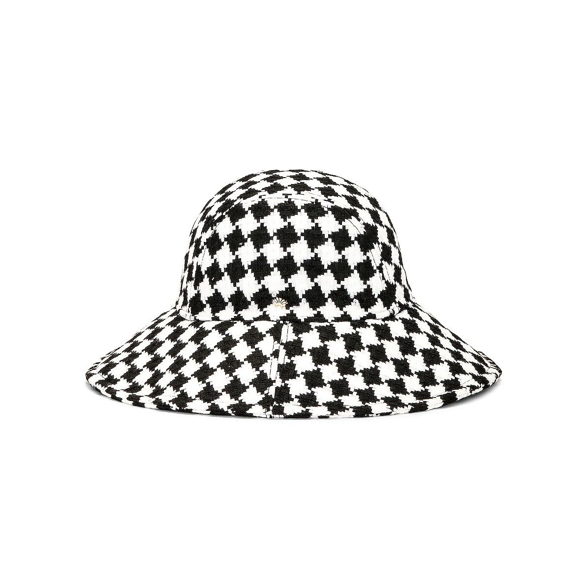LELE SADOUGHI Checkered Sun Bucket Hat in Jet White New  display picture 2