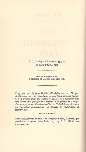 JOHN UPDIKE "The Poorhouse Fair" (1959) SIGNED First Printing VERY RARE - Picture 3 of 5