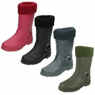 Mädchen Spot On Freizeit Ring Riemen Slipper Gummi Gummistiefel X1R038