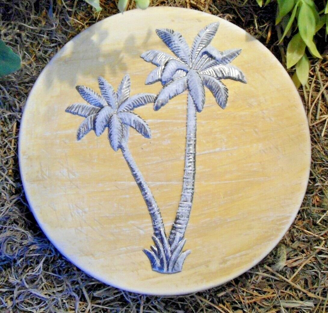 Palm tree stepping stone concrete mold 9x1.5 inch tropical garden path DIY plaster mould