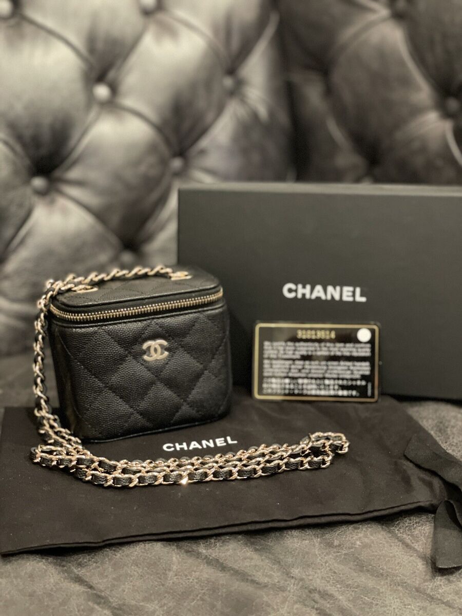 NWT 21S Chanel Classic Small Vanity with Chain Black Caviar NWT 21S Chanel Classic Small Vanity with Chain Black Caviar
