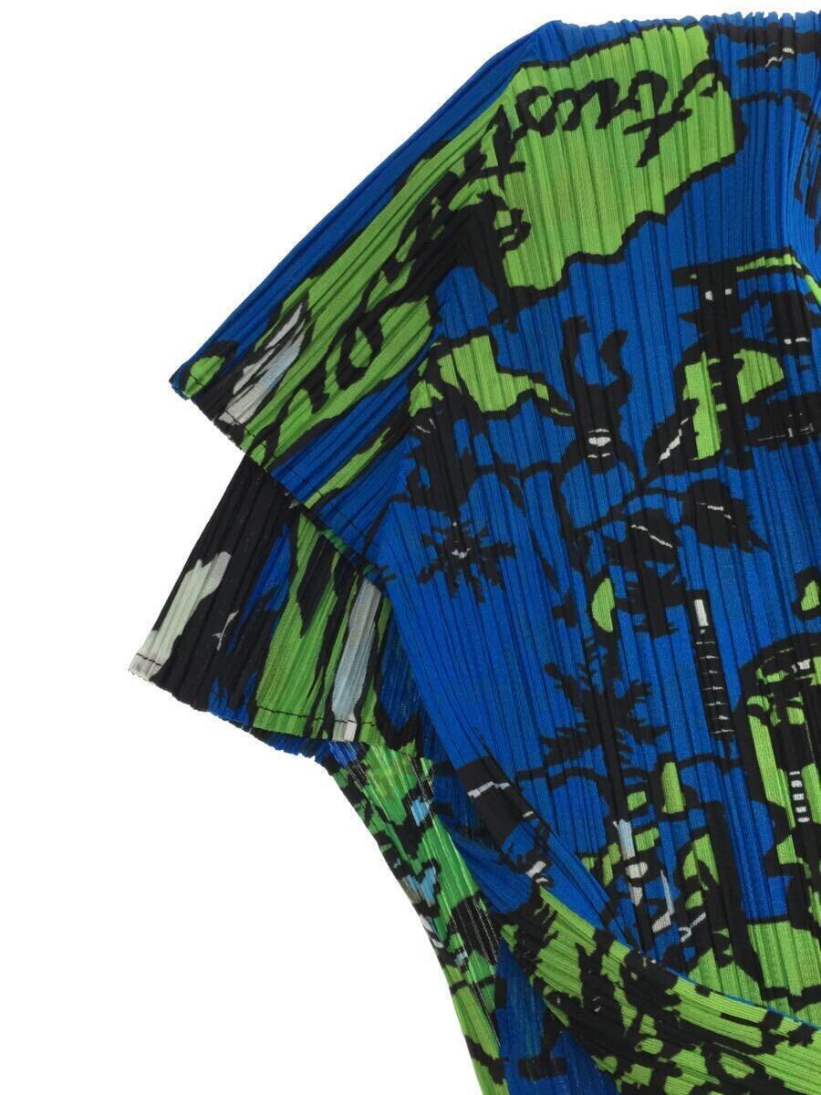 PLEATS PLEASE ISSEY MIYAKE◆90s/map of world short sleeve blouse/3/ポリエステル/マルチカラー/総柄 PLEATS PLEASE ISSEY MIYAKE◇90s/map of world short sleeve