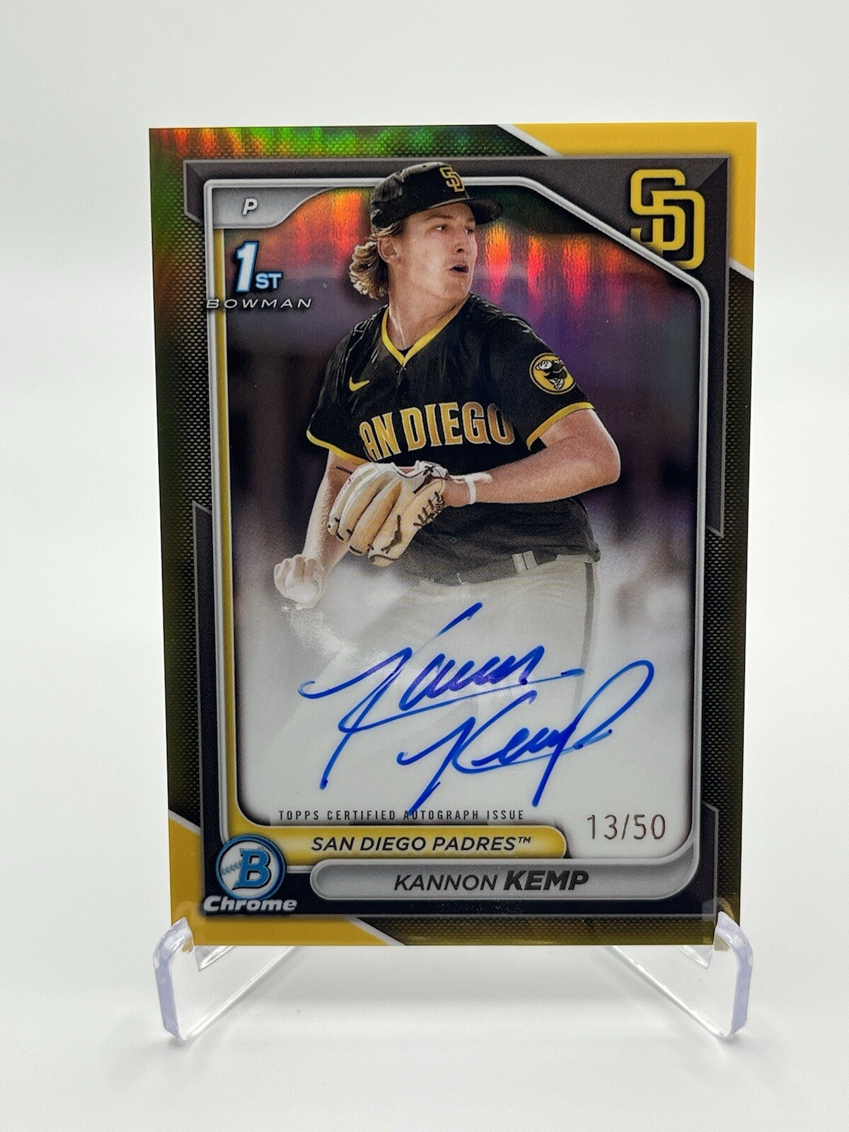 2024 Bowman Chrome Kannon Kemp 1st Prospect Auto Gold Refractor /50