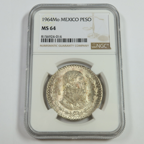 1964 Mo NGC MS64 - MEXICO - Silver Un Peso Coin #53820A - 第 1/4 張圖片