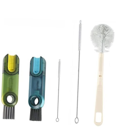 3-in-1 Cup Lid Cleaning Brush Set, 25 cm/9.8-inch Straw Cleaner Green-blue(two)